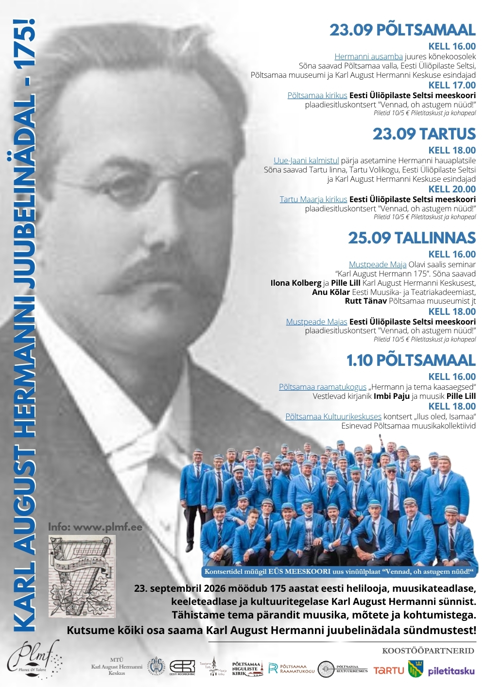 23. septembril möödub 175 aastat eesti helilooja, muusikateadlase, keeleteadlase ja kultuuritegelase Karl August Hermanni sünnist.
The post KARL AUGUST HERMANNI