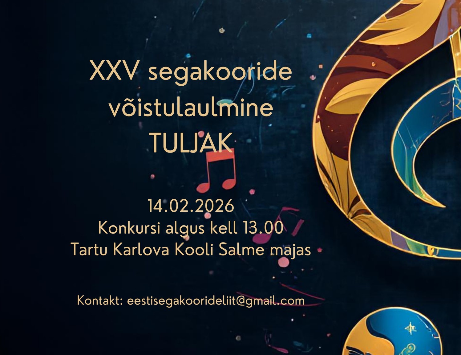 Eesti Segakooride Liidu võistulaulmine TULJAK juba sel laupäeval, 14. veebruaril! Jälgitav ka veebis!